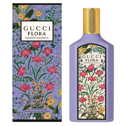 Gucci Flora Gorgeous Magnolia Eau de Parfum for Women, 3.3 oz (100 ml) Refillable Spray