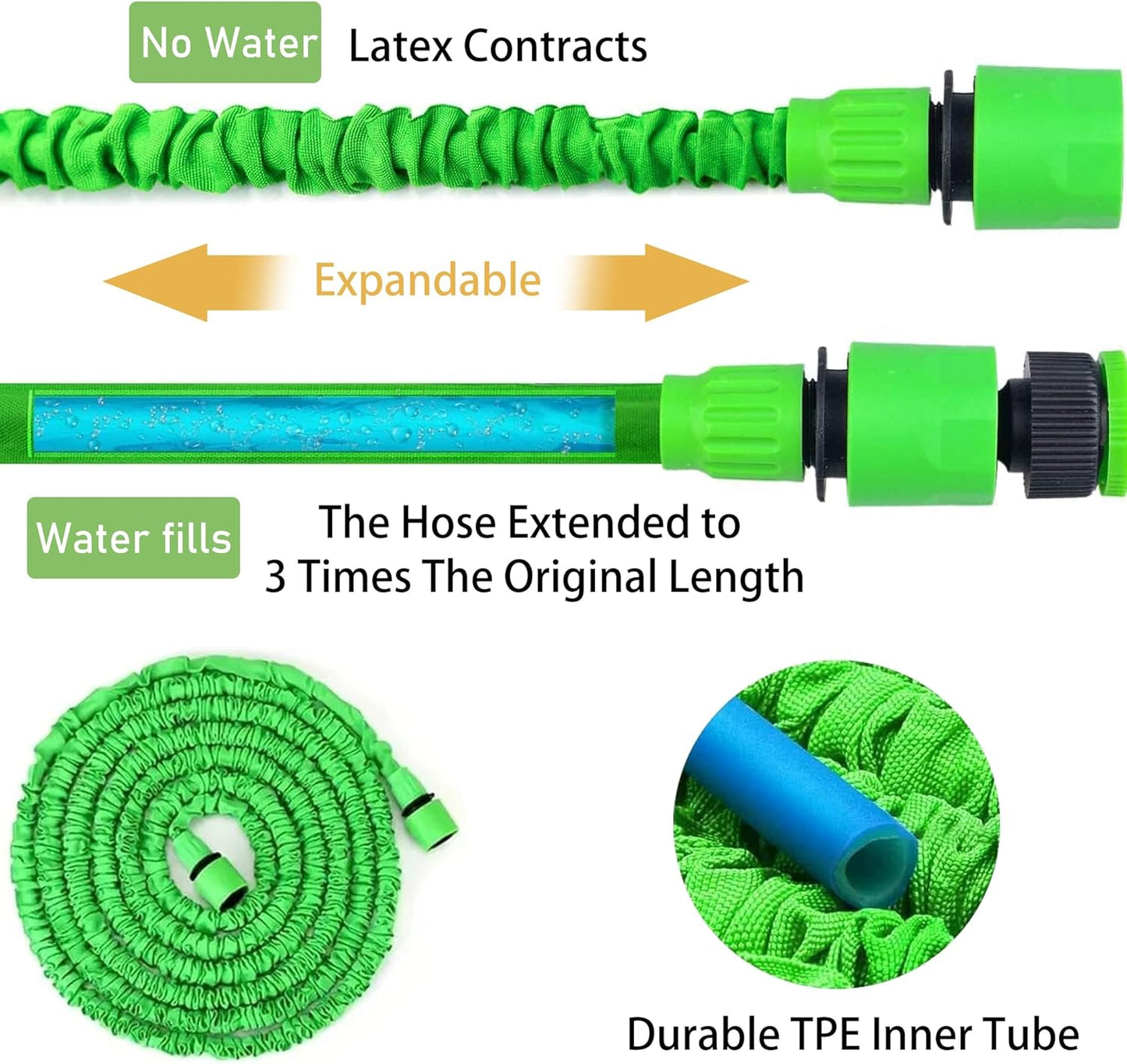 Expandable Garden Hose Pipe with 7-Mode Spray Gun – Flexible Retractable Magic Water Hose (25/50/100 ft) Leak-Proof Garden Hose Free Shipping