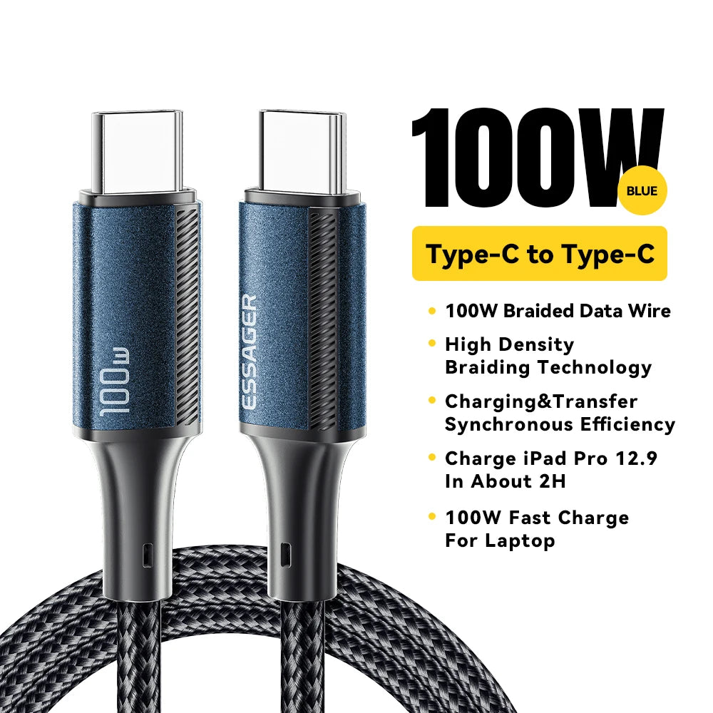 1m USB-C to USB-C Cable – 100W PD Fast Charging & Data Cable (5A)