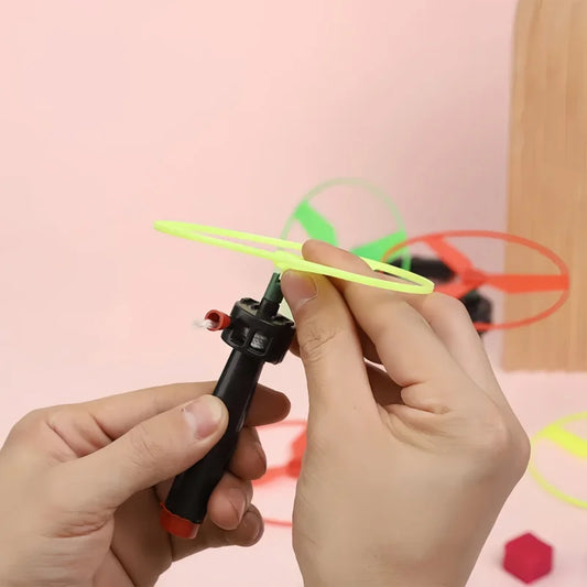 5-Piece Pull String Flying Disc Toy Set – Colorful Plastic Propeller Toys for Kids