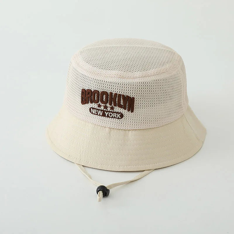 Baby Sun Hat with Embroidered Letter – Breathable Mesh Bucket Hat for Boys and Girls