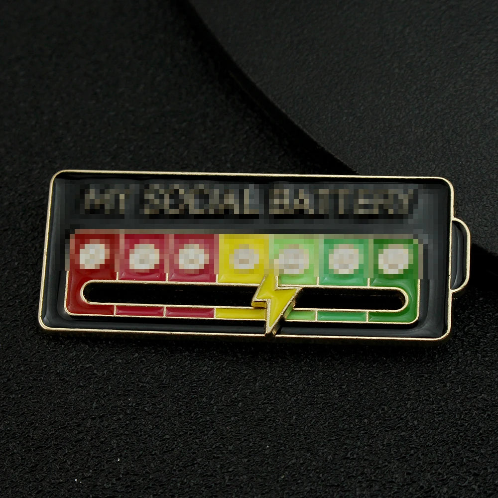 Mood Expression Enamel Pin – Social Battery Badge Brooch for Men & Women