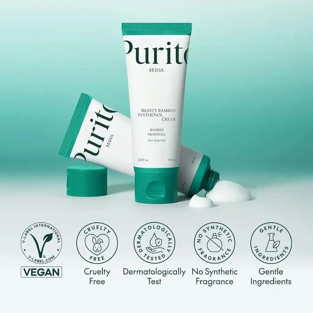 Purito Mighty Bamboo Panthenol Cream 100ml – Moisturizing Face Cream for Sensitive Skin