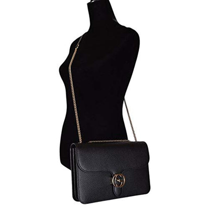 Gucci Women's Black Leather Interlocking GG Crossbody Bag – Model 510304