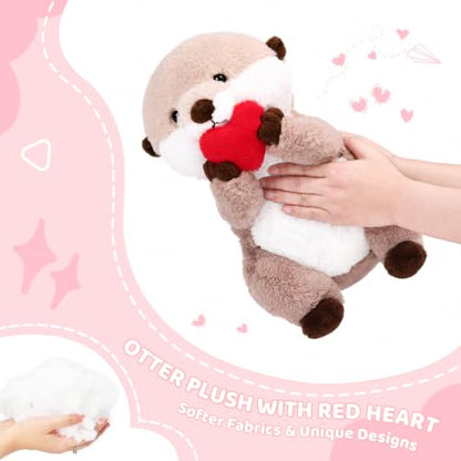Riuhot Otter Plush Cute Otter Stuffed Animals Soft Otter Plushie Toy Stuffed Otter Gift for Kids Children