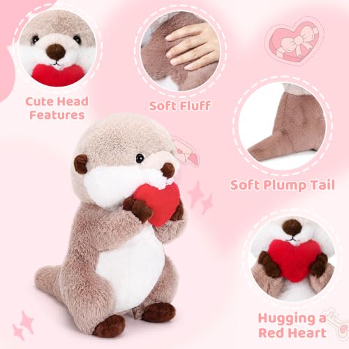 Riuhot Otter Plush Cute Otter Stuffed Animals Soft Otter Plushie Toy Stuffed Otter Gift for Kids Children