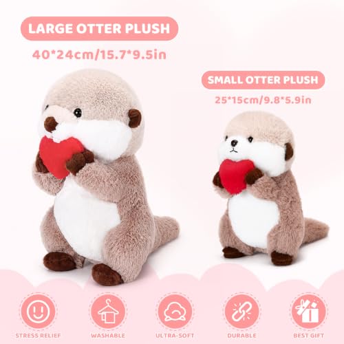 Riuhot Otter Plush Cute Otter Stuffed Animals Soft Otter Plushie Toy Stuffed Otter Gift for Kids Children