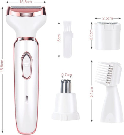4-in-1 Electric Lady Shaver for Women – Rechargeable Wet & Dry Bikini Trimmer for Face, Legs, Underarm, Nose & Eyebrow Free shipping