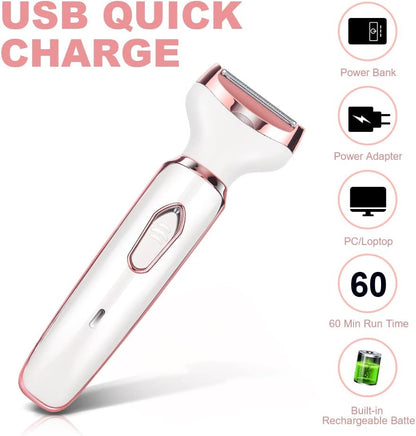 4-in-1 Electric Lady Shaver for Women – Rechargeable Wet & Dry Bikini Trimmer for Face, Legs, Underarm, Nose & Eyebrow Free shipping