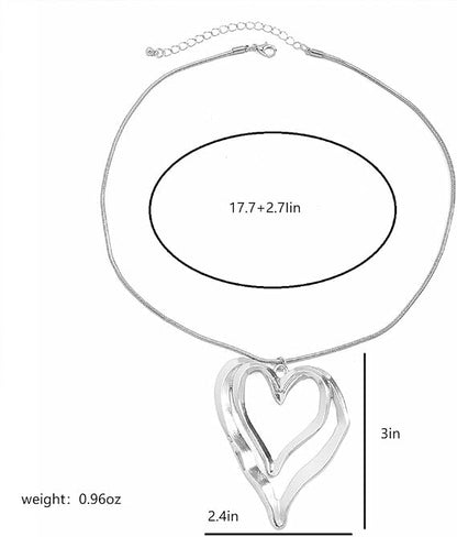 Chunky Gold Double Heart Necklace for Women – Large Heart Pendant Chain