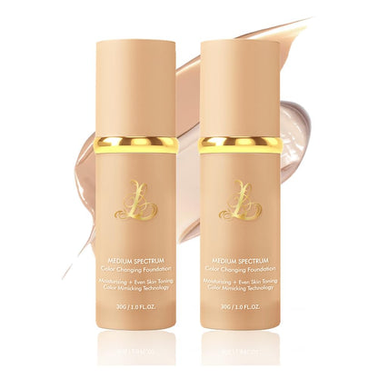 Foundation 4 in 1 - Color Changing Foundation, Medium Spectrum, Hypoallergenic Hydrating Liquid Foundation and Concealer, Long-lasting & Waterproof Natural Finish