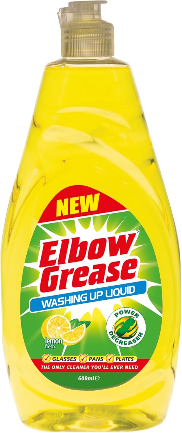 Power Degreasing Washing Up Liquid 600ml – Dishwashing Soap for Dishes, Pots, Pans & Glasses (Lemon / Apple) Free Shipping