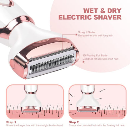 4-in-1 Electric Lady Shaver for Women – Rechargeable Wet & Dry Bikini Trimmer for Face, Legs, Underarm, Nose & Eyebrow Free shipping