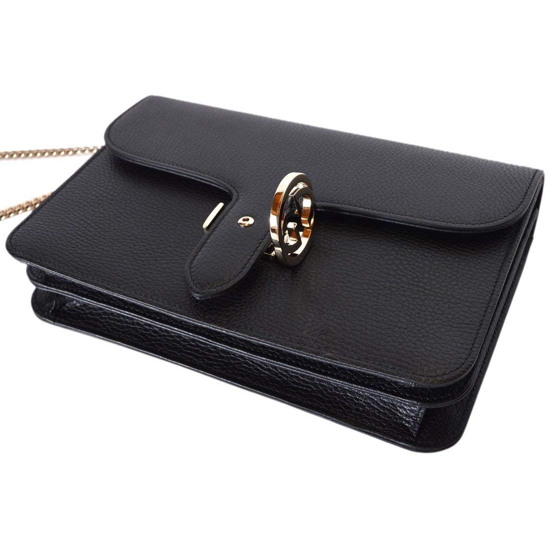 Gucci Women's Black Leather Interlocking GG Crossbody Bag – Model 510304