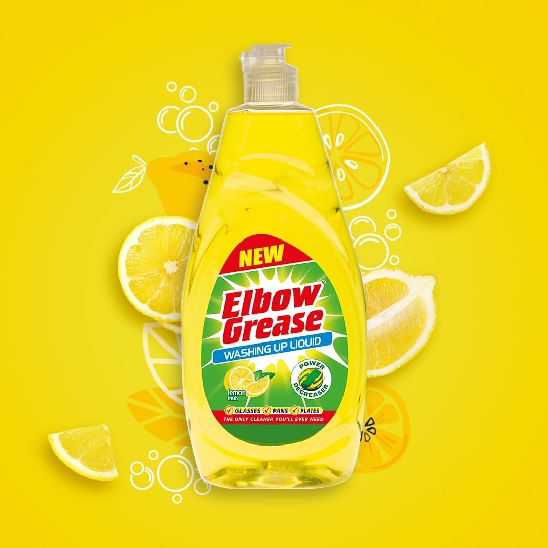 Power Degreasing Washing Up Liquid 600ml – Dishwashing Soap for Dishes, Pots, Pans & Glasses (Lemon / Apple) Free Shipping