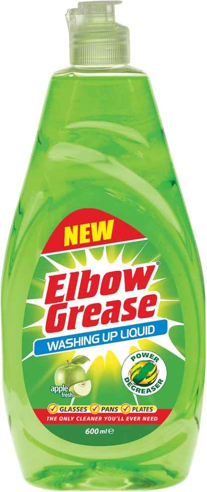 Power Degreasing Washing Up Liquid 600ml – Dishwashing Soap for Dishes, Pots, Pans & Glasses (Lemon / Apple) Free Shipping
