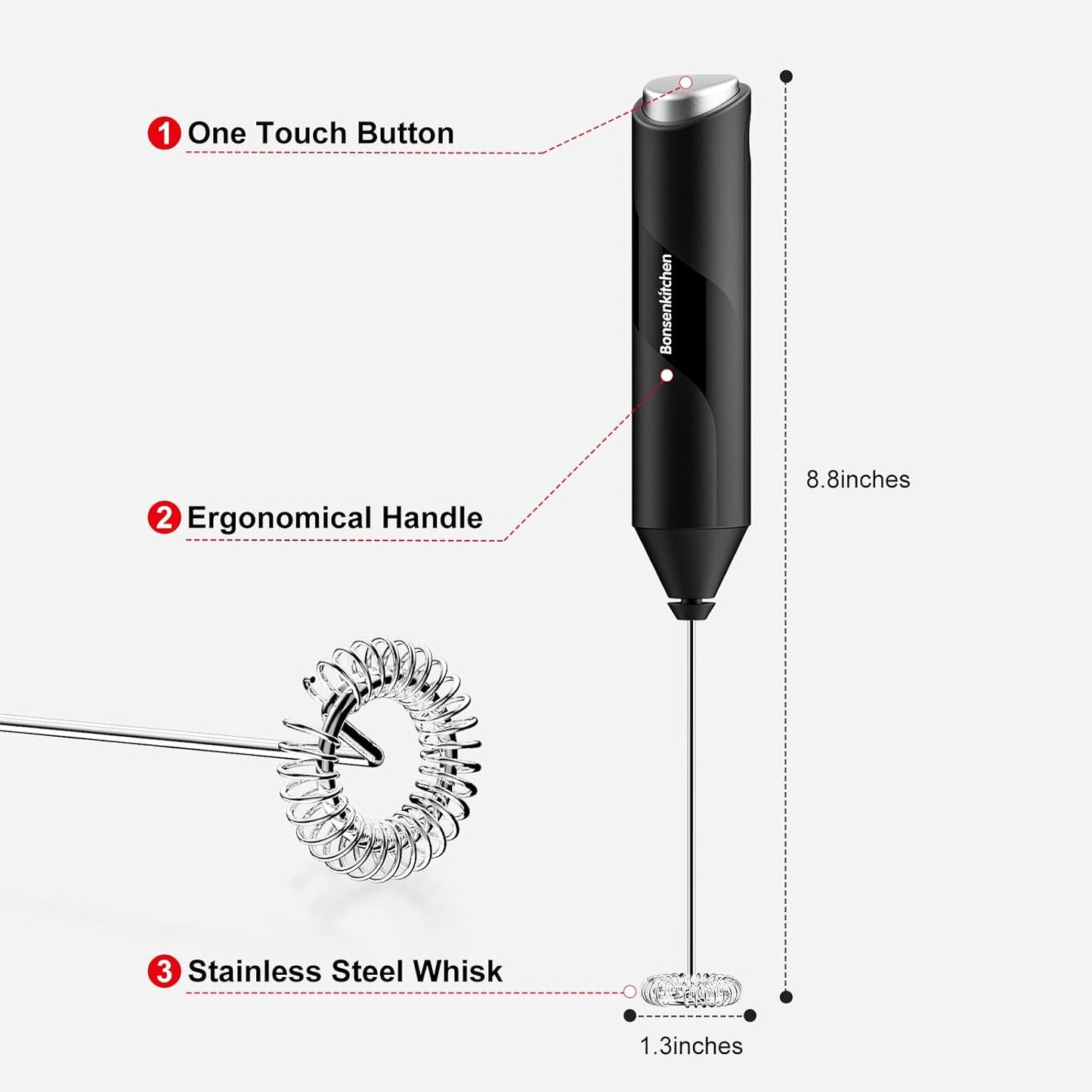 Handheld Electric Milk Frother – Stainless Steel Whisk Coffee Foam Maker for Latte, Cappuccino, Matcha & Hot Chocolate Free Shipping