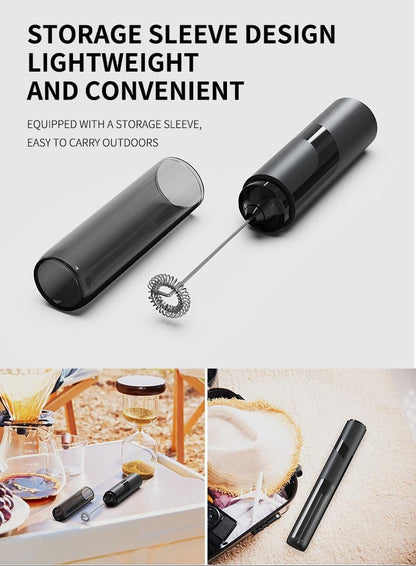Handheld Electric Milk Frother with Hygiene Cover – Powerful Mini Drink Mixer for Coffee, Latte, Cappuccino & Matcha Free Shipping