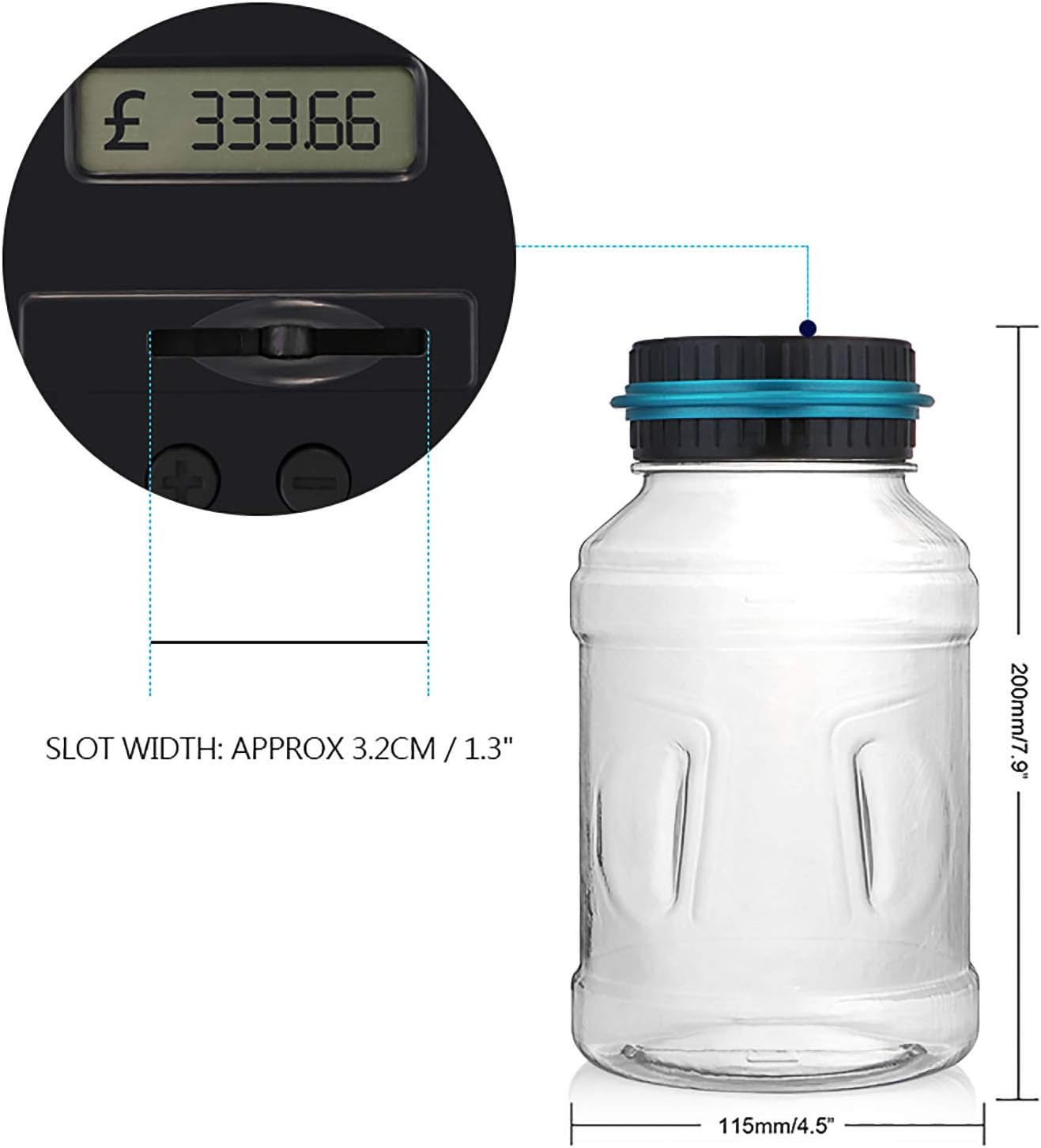 Digital Coin Counting Money Bank Jar with LCD Display – Automatic UK Coin Counter Piggy Bank Saving Pot for Kids & Adults Free Shipping all over UK