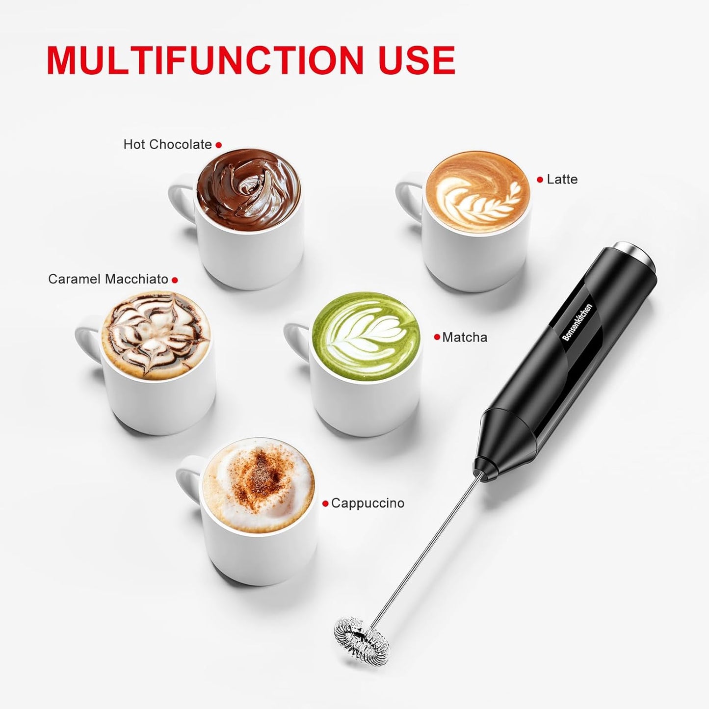 Handheld Electric Milk Frother – Stainless Steel Whisk Coffee Foam Maker for Latte, Cappuccino, Matcha & Hot Chocolate Free Shipping