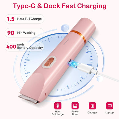 2-in-1 Electric Lady Shaver for Women – Cordless Painless Facial Hair & Bikini Trimmer Waterproof Razor for Face, Legs & Underarms Free Shipping