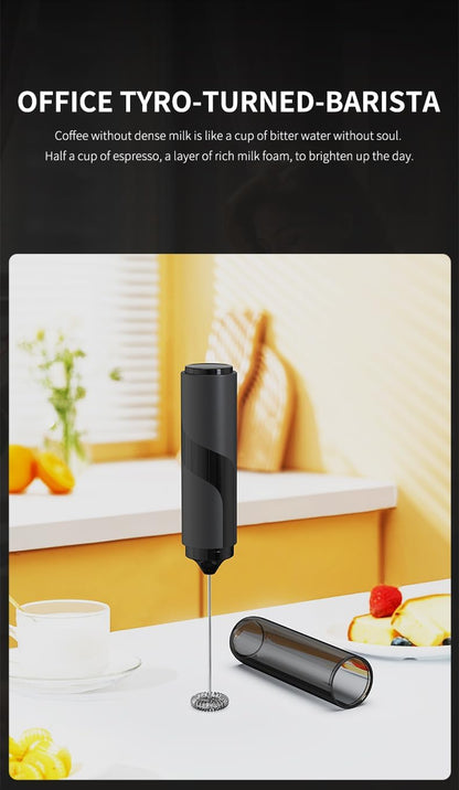 Handheld Electric Milk Frother with Hygiene Cover – Powerful Mini Drink Mixer for Coffee, Latte, Cappuccino & Matcha Free Shipping