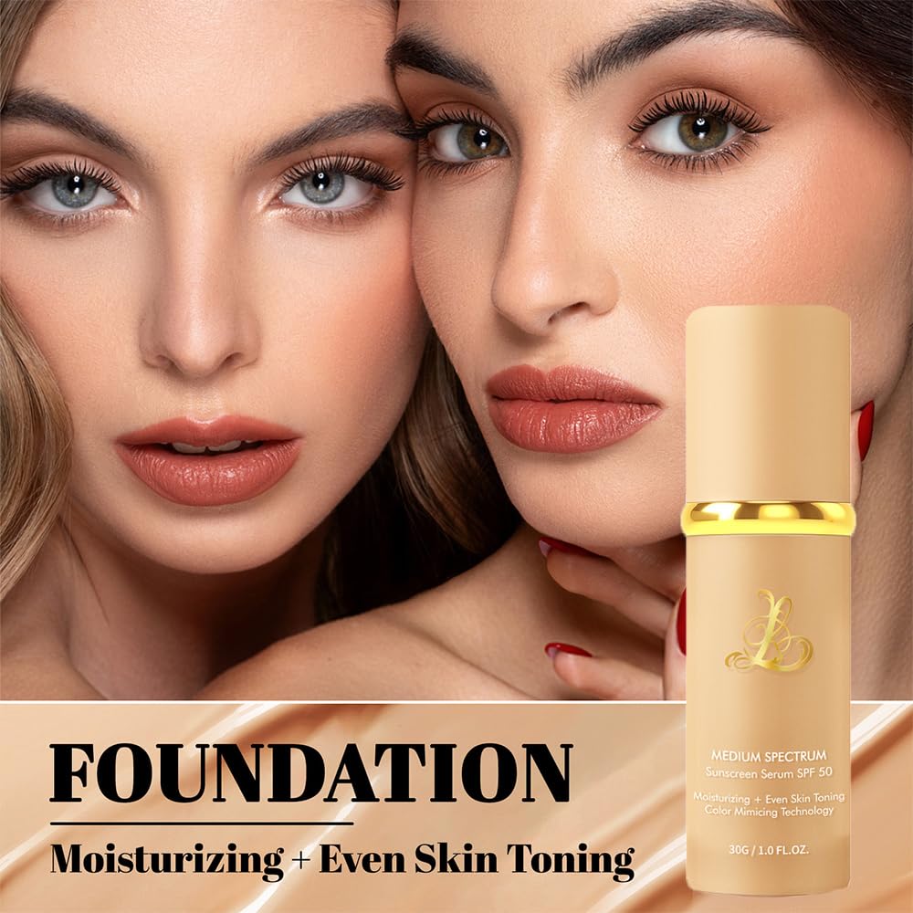 Foundation 4 in 1 - Color Changing Foundation, Medium Spectrum, Hypoallergenic Hydrating Liquid Foundation and Concealer, Long-lasting & Waterproof Natural Finish