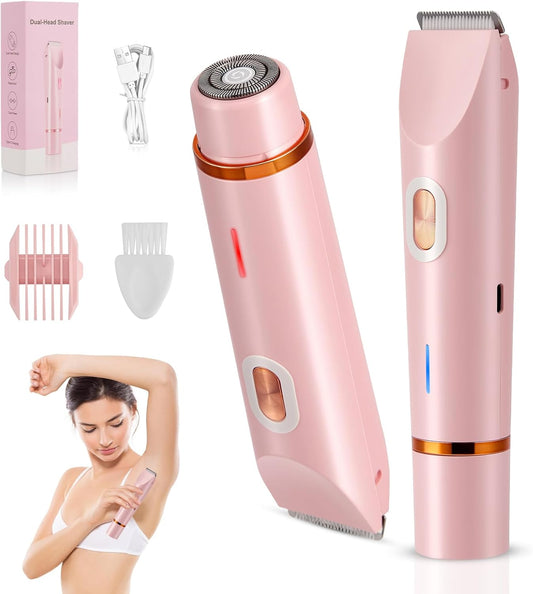 2-in-1 Electric Lady Shaver for Women – Cordless Painless Facial Hair & Bikini Trimmer Waterproof Razor for Face, Legs & Underarms Free Shipping