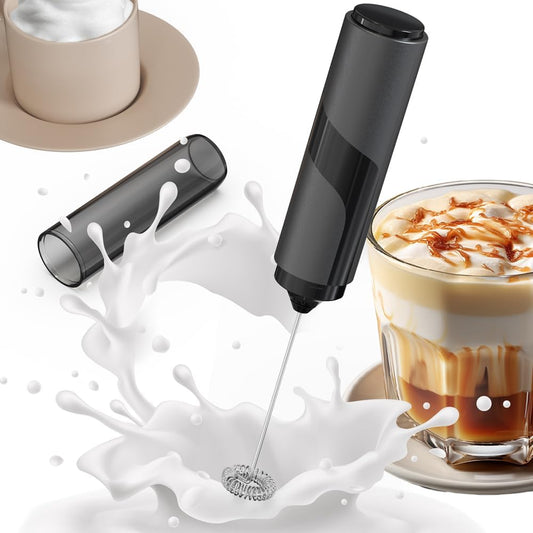 Handheld Electric Milk Frother with Hygiene Cover – Powerful Mini Drink Mixer for Coffee, Latte, Cappuccino & Matcha Free Shipping