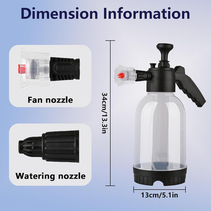 2L Snow Foam Pump Sprayer – High-Pressure Handheld Foam Cannon with 2 Nozzles for Car Detailing, Car Wash & Gardening Free Shipping