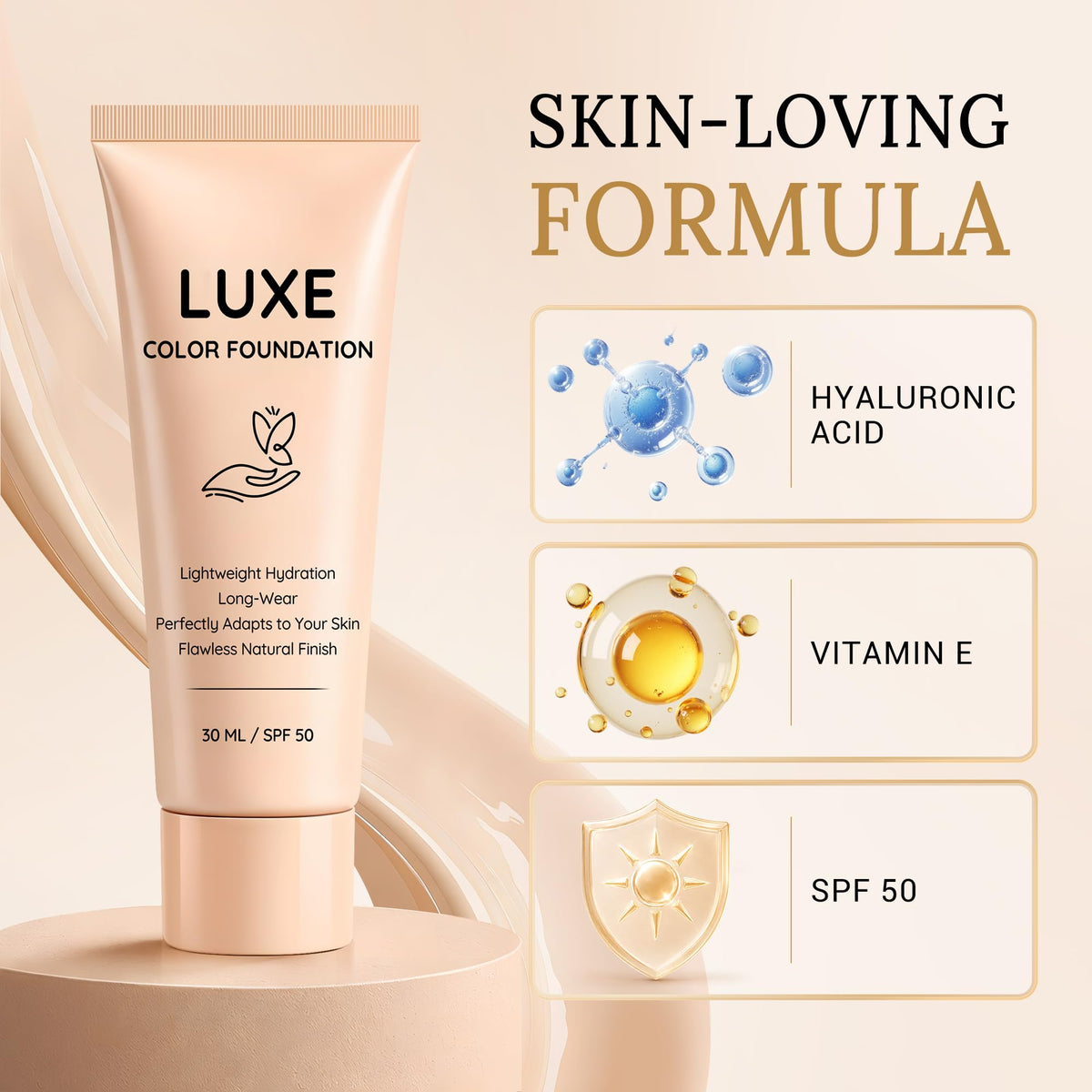 LUXE Color Foundation for Women, Color Changing Foundation