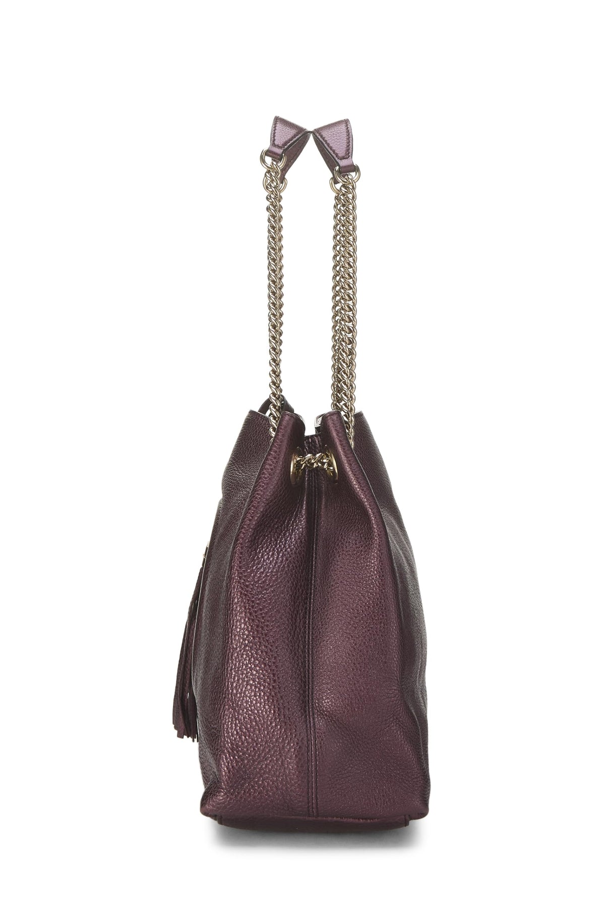 Gucci, Pre-loved Purple Leather Soho Chain Tote, Purple