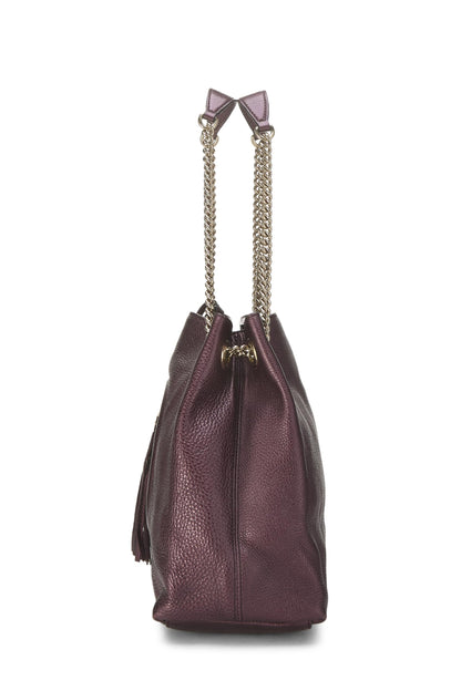 Gucci, Pre-loved Purple Leather Soho Chain Tote, Purple