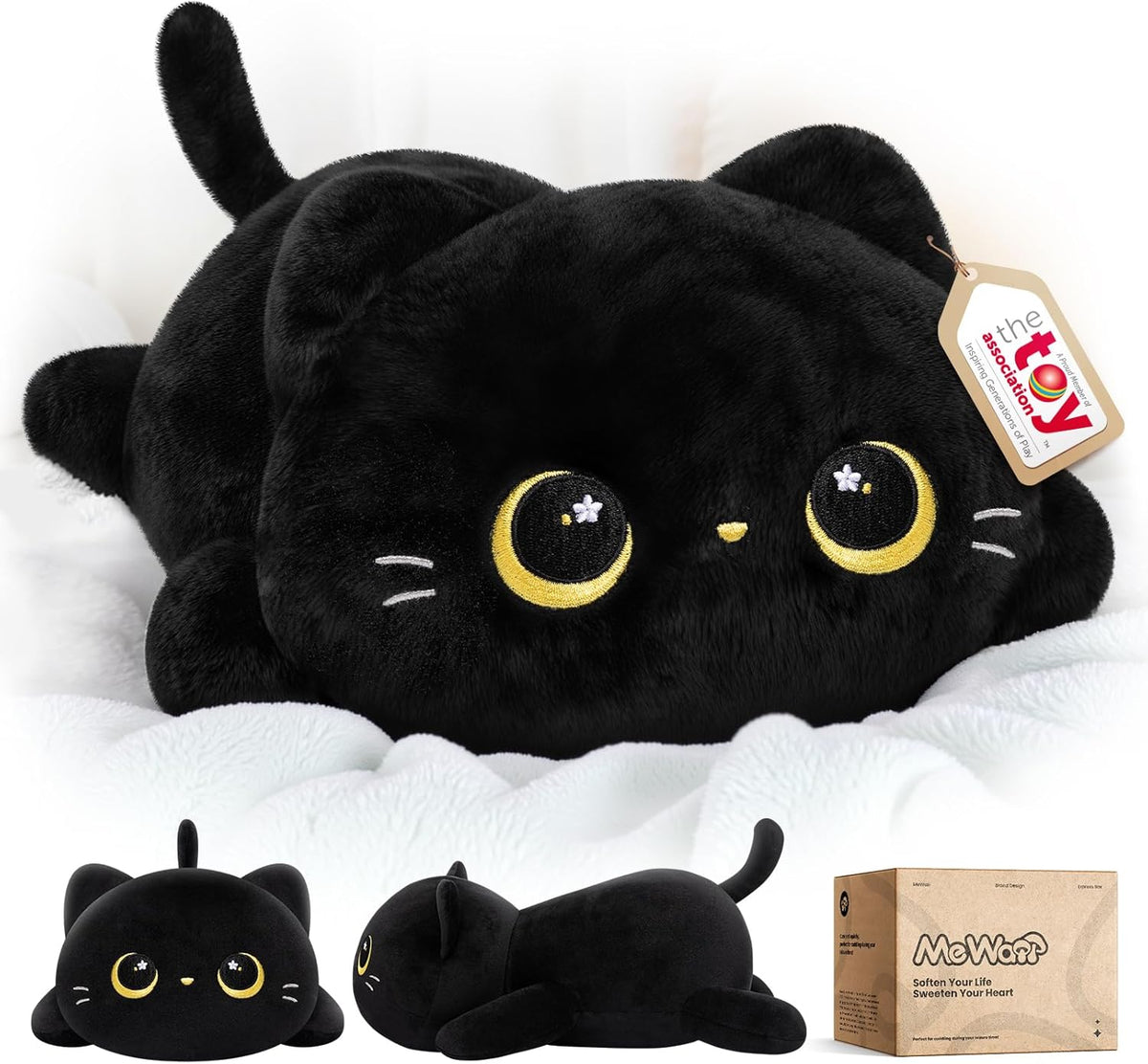 Mewaii Black Cat Plush Pillow 13 Inch – Cute, Soft & Huggable Stuffed Cat Toy