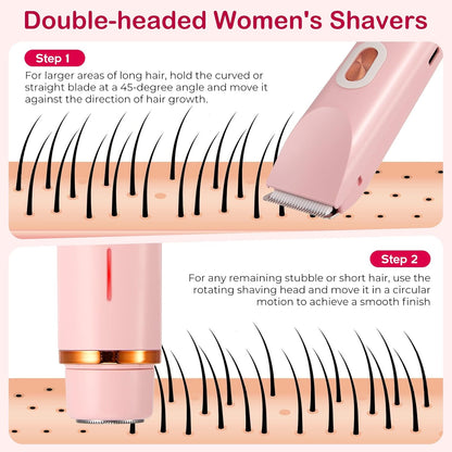 2-in-1 Electric Lady Shaver for Women – Cordless Painless Facial Hair & Bikini Trimmer Waterproof Razor for Face, Legs & Underarms Free Shipping