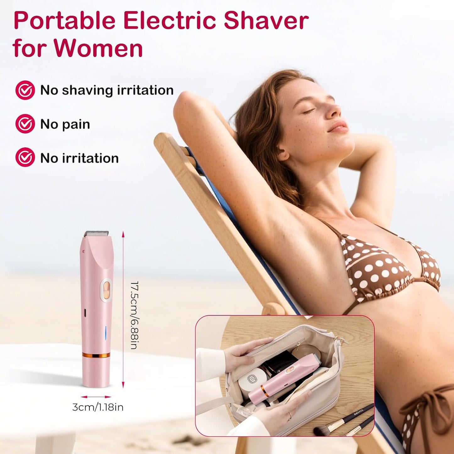 2-in-1 Electric Lady Shaver for Women – Cordless Painless Facial Hair & Bikini Trimmer Waterproof Razor for Face, Legs & Underarms Free Shipping