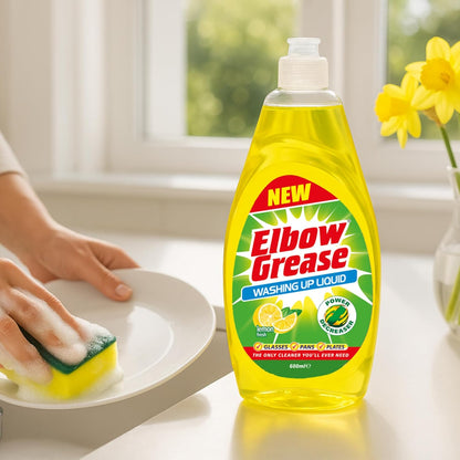 Power Degreasing Washing Up Liquid 600ml – Dishwashing Soap for Dishes, Pots, Pans & Glasses (Lemon / Apple) Free Shipping