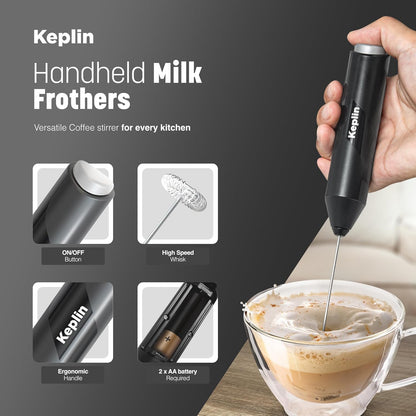 Handheld Electric Milk Frother – Stainless Steel Coffee Whisk Mixer for Latte, Matcha & Protein Shakes (Battery Operated) Free Shipping