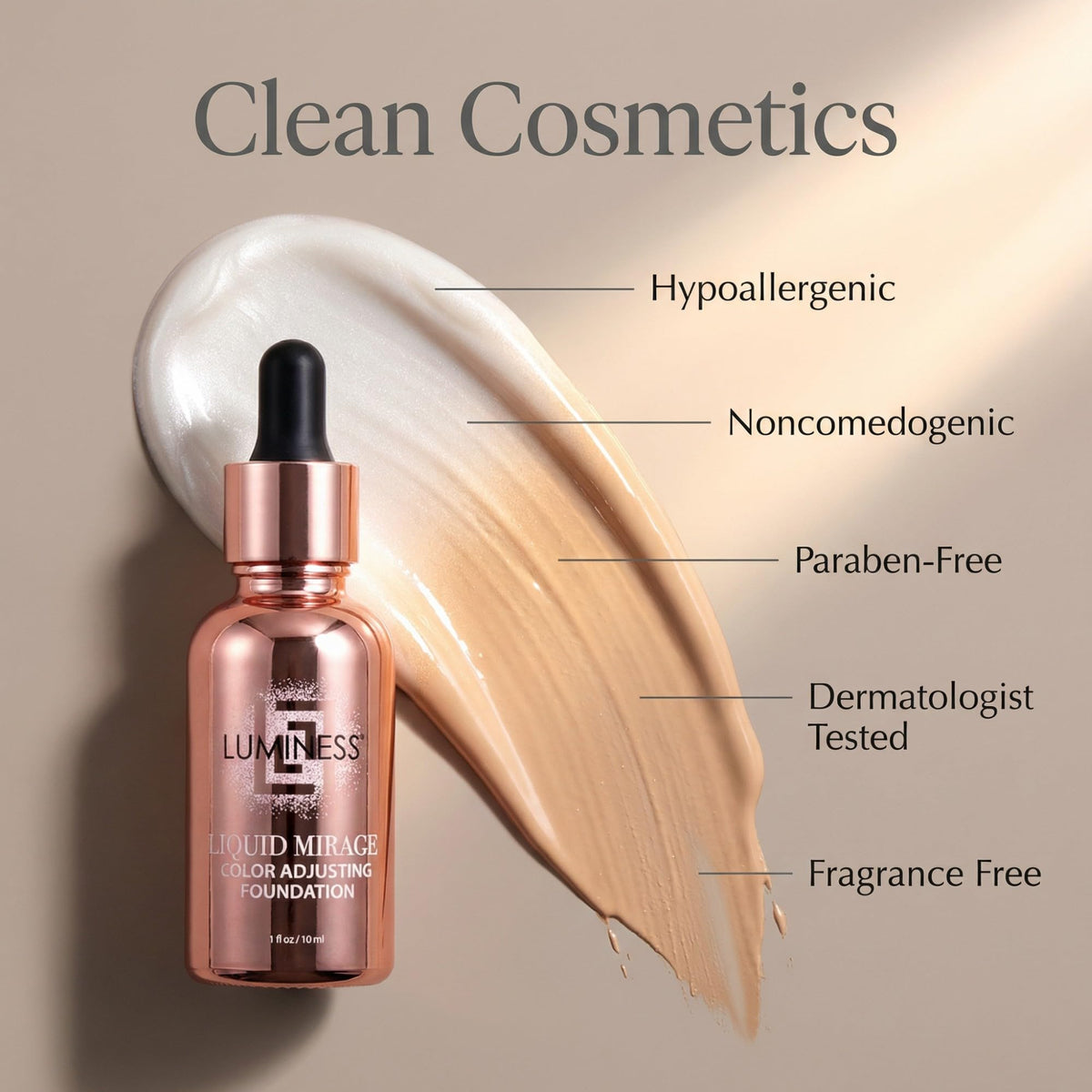 LUMINESS Liquid Mirage Color Changing Foundation for Mature Skin, Skincare-Infused Makeup with Hyaluronic Acid & Vitamin E, Hydrating Liquid Foundation & Concealer Hybrid, Hypoallergenic