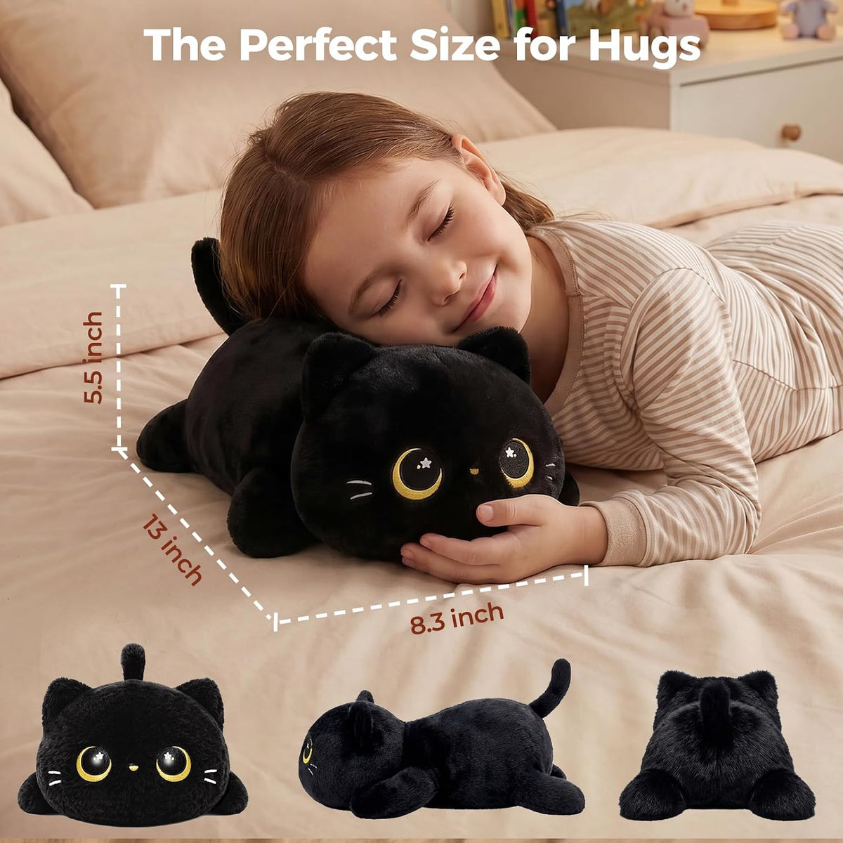 Mewaii Black Cat Plush Pillow 13 Inch – Cute, Soft & Huggable Stuffed Cat Toy