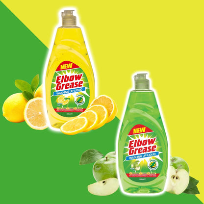Power Degreasing Washing Up Liquid 600ml – Dishwashing Soap for Dishes, Pots, Pans & Glasses (Lemon / Apple) Free Shipping