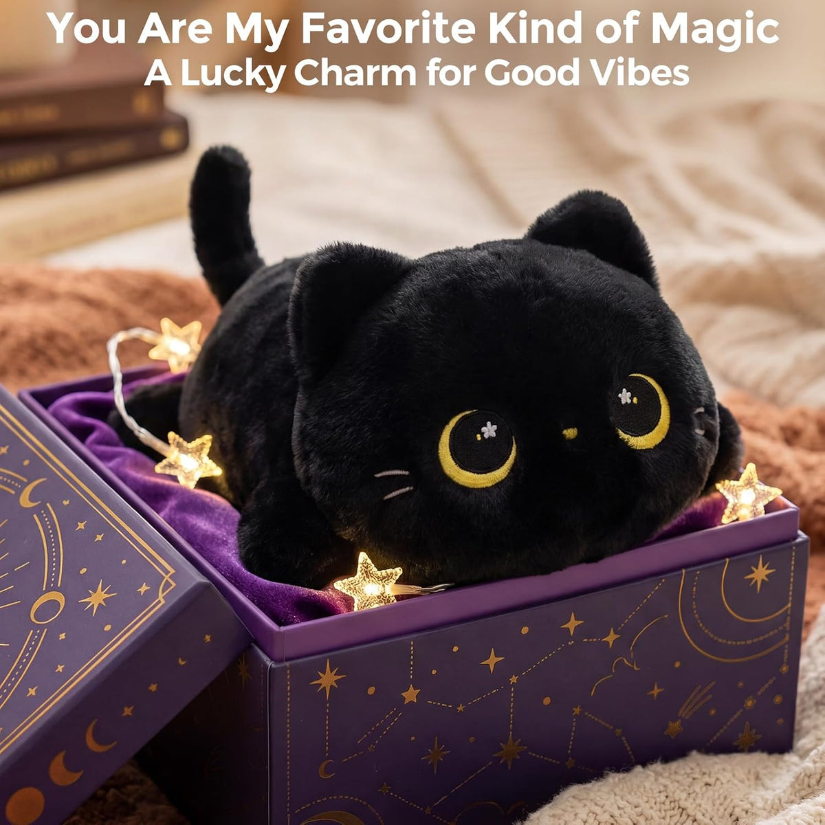 Mewaii Black Cat Plush Pillow 13 Inch – Cute, Soft & Huggable Stuffed Cat Toy
