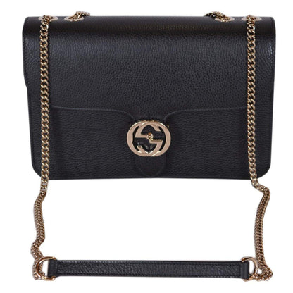Gucci Women's Black Leather Interlocking GG Crossbody Bag – Model 510304