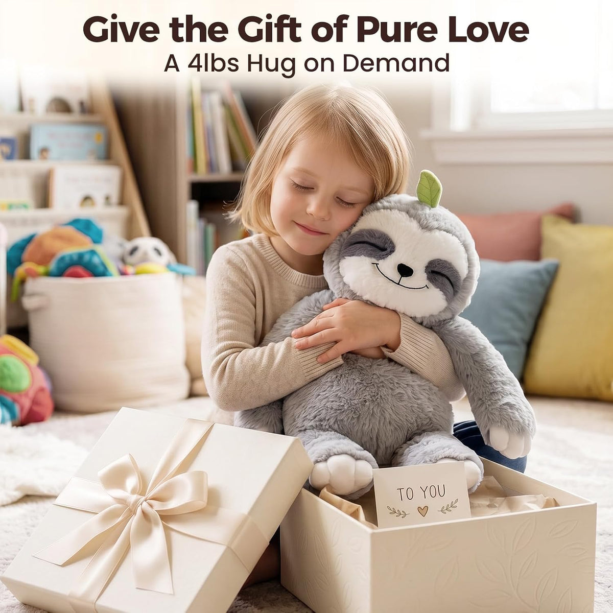Mewaii Weighted Sloth Plush Toy, 20 Inch 4 lb Heatable and Coolable Stuffed Animal