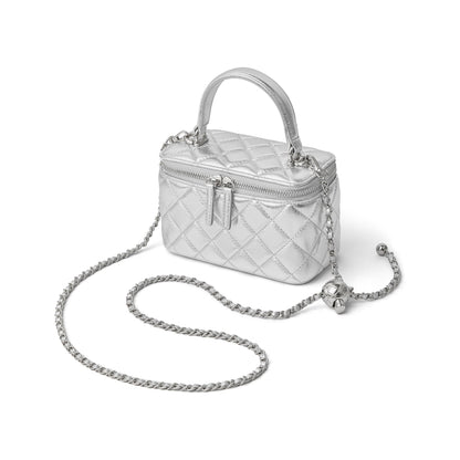 DORIS&JACKY Small Leather Crossbody Purse for Women – Mini Quilted Box Bag with Top Handle