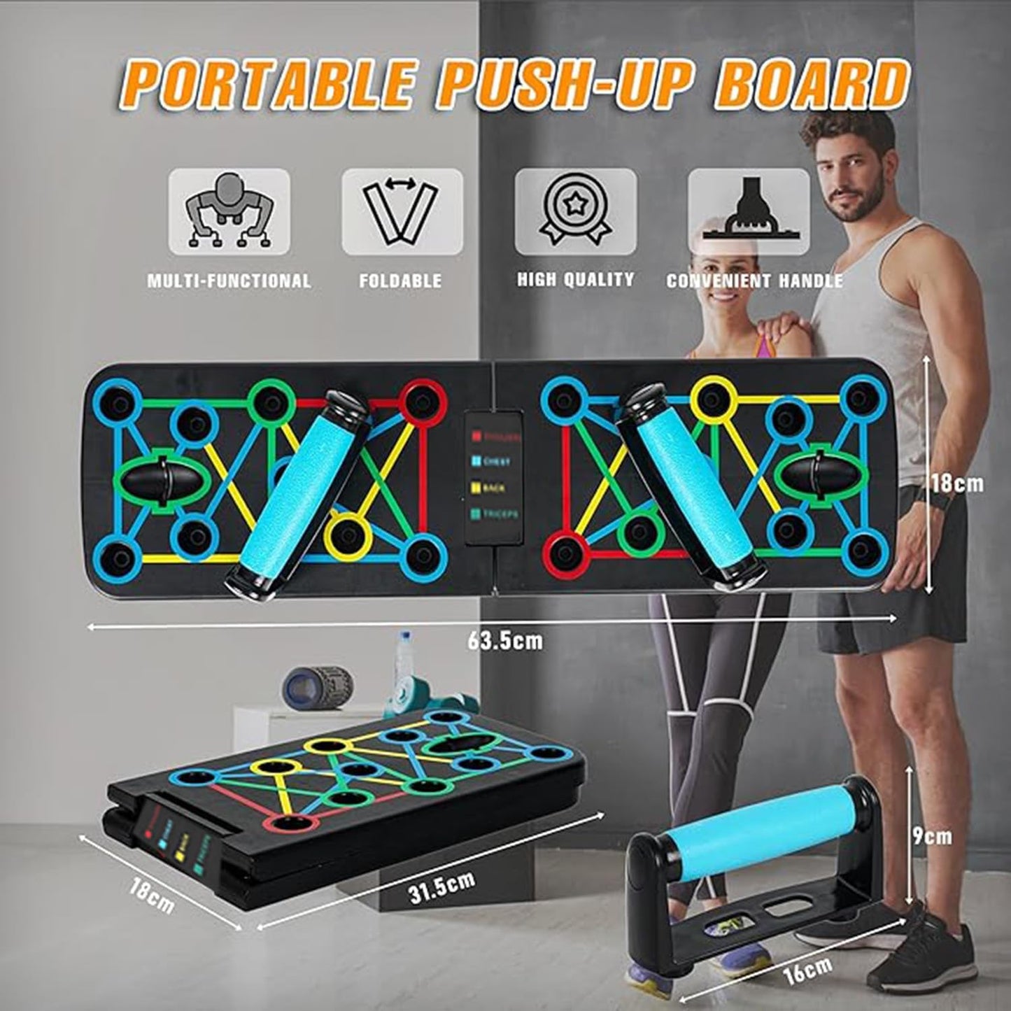 14-in-1 Foldable Push Up Board – Portable Home Workout Fitness Equipment for Chest, Arms & Core Strength Training Free shipping