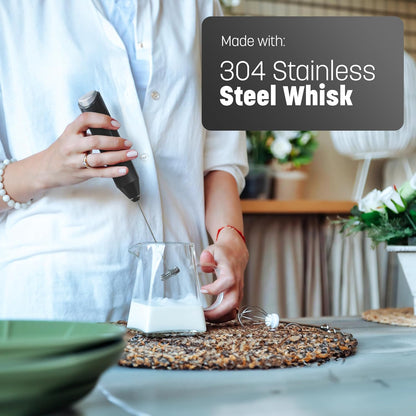 Handheld Electric Milk Frother – Stainless Steel Coffee Whisk Mixer for Latte, Matcha & Protein Shakes (Battery Operated) Free Shipping