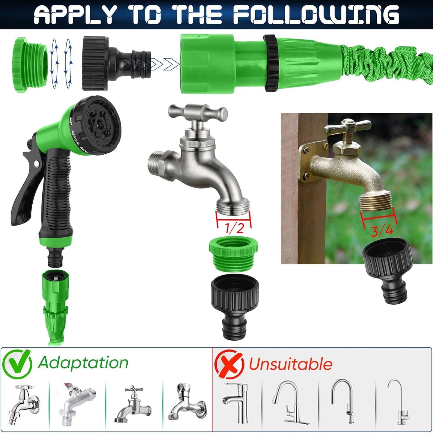 Expandable Garden Hose Pipe with 7-Mode Spray Gun – Flexible Retractable Magic Water Hose (25/50/100 ft) Leak-Proof Garden Hose Free Shipping