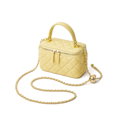 DORIS&JACKY Small Leather Crossbody Purse for Women – Mini Quilted Box Bag with Top Handle