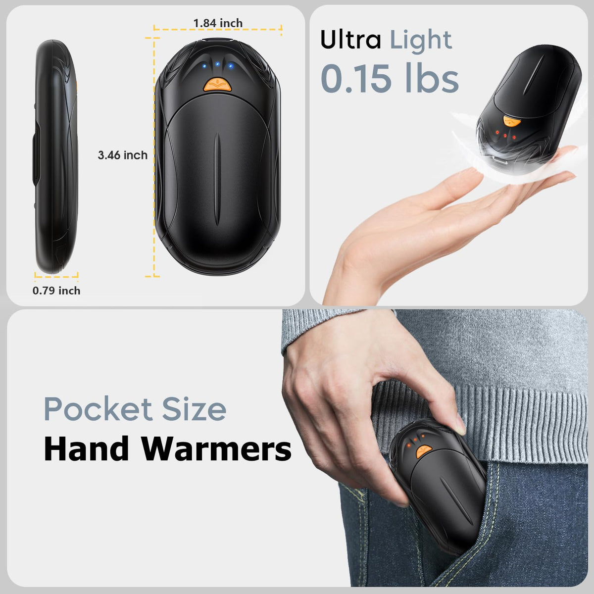 AI Hand Warmers Rechargeable 2 Pack, AI Smart Chips Electric Hand Warmers, 20Hrs Long Safe Heat, Portable Pocket Heater, Gifts for Christmas, Outdoor, Hunting, Golf, Camping Accessories